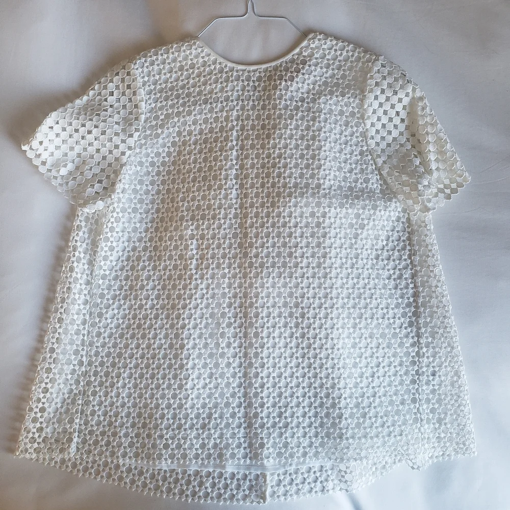 Tory Burch White Eyelet Short Sleeve Top